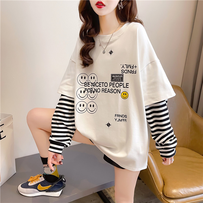Pregnant woman T-shirt spring dress suit out of fashion net red sweatshirt with long version loose blouse damp small sub two-piece set