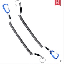  2-pack steel wire belt carabiner Anti-miss rope Luya pliers Fish control buckle rope Telescopic pull rope buckle