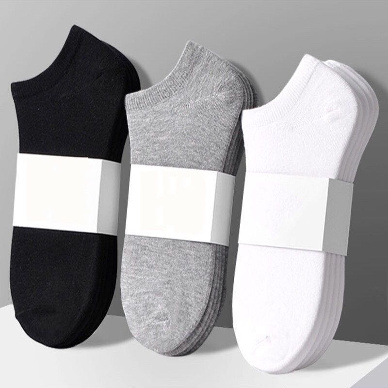 Socks men's socks summer thin breathable sweat-absorbing solid color black and white gray shallow mouth men's boat socks business