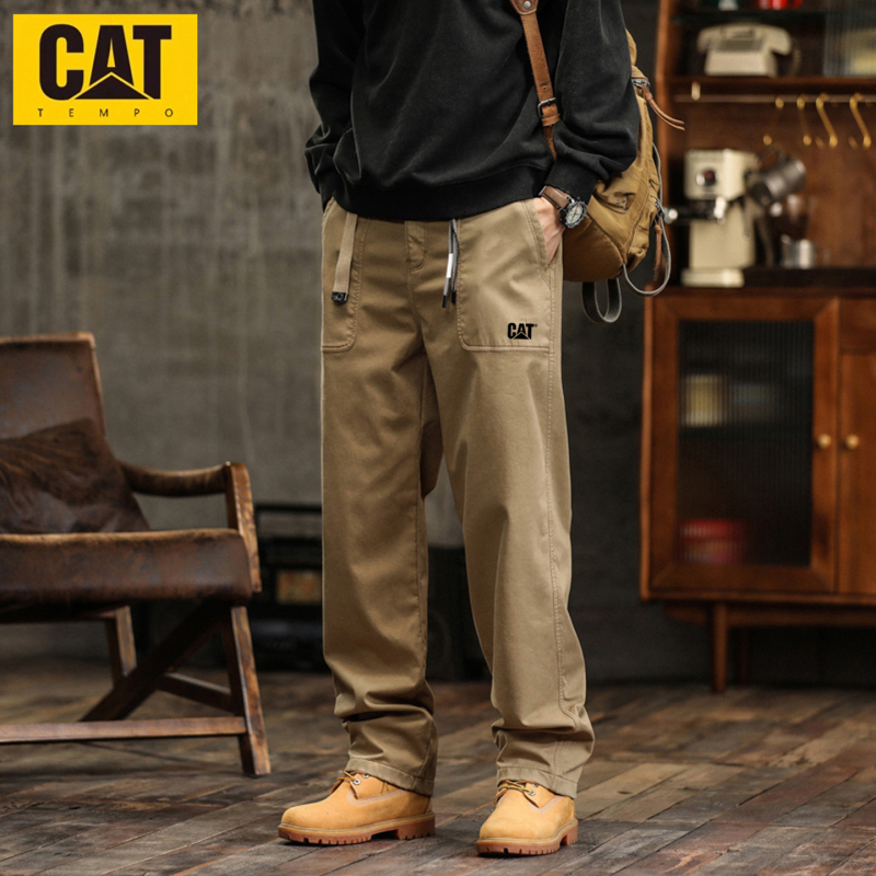 Men's Cargo Pants for Spring and Autumn, Outdoor Straight-Leg Trousers, Cat Style, American Loose Fit, Washed Casual Pants