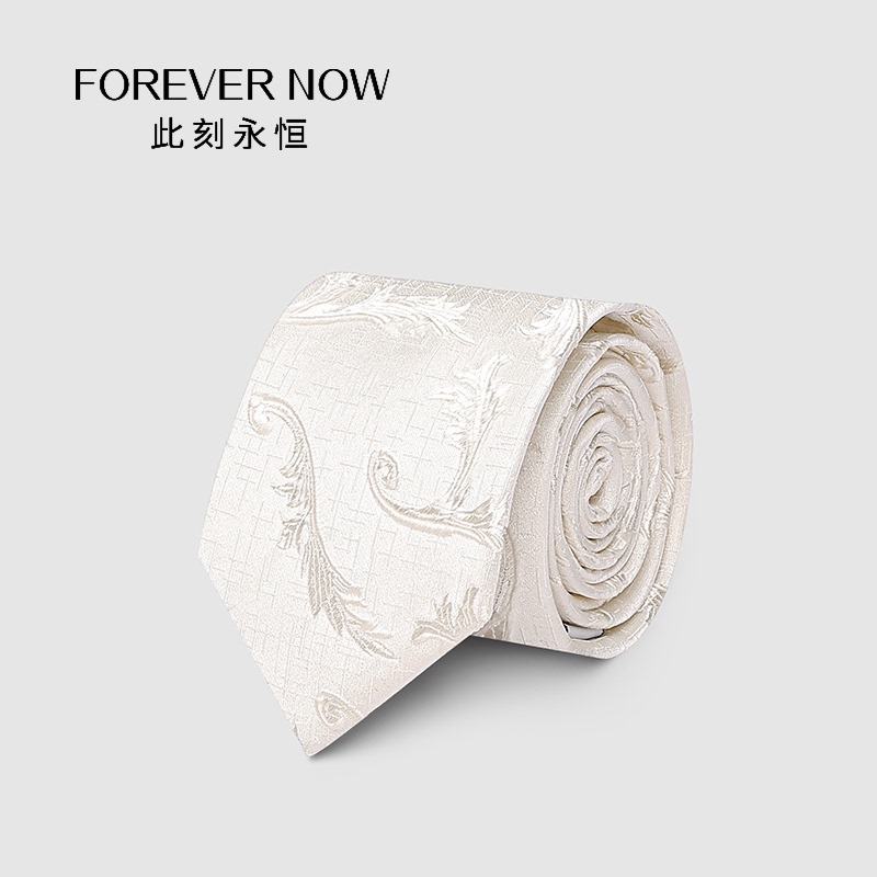 Korean Style White Tie for Men's Suit Shirt, Groom's Wedding, Men's Three-Dimensional Vine Jacquard Narrow Casual Tie