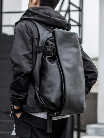 Leather backpack men's large-capacity travel functional backpack short-distance travel bag luggage bag trendy school bag men's style