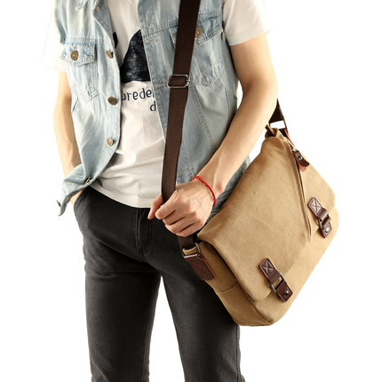 墨一潮流帆布包男包休闲单肩包户外休闲斜挎包学生背包男士斜背包