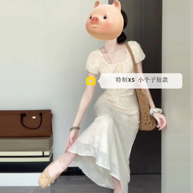 145cm Petite Women's Summer Dress, Waist-Cinching, French-Style, High-End, Elegant, Mid-Length Dress, Xs, Makes You Look Taller, Suitable for 150cm Height 145cm Petite Women's Summer Dress, Waist-Cinching, French-Style, High-End, Elegant, Mid-Length Dress, Xs, Makes You Look Taller, Suitable for 150cm Height