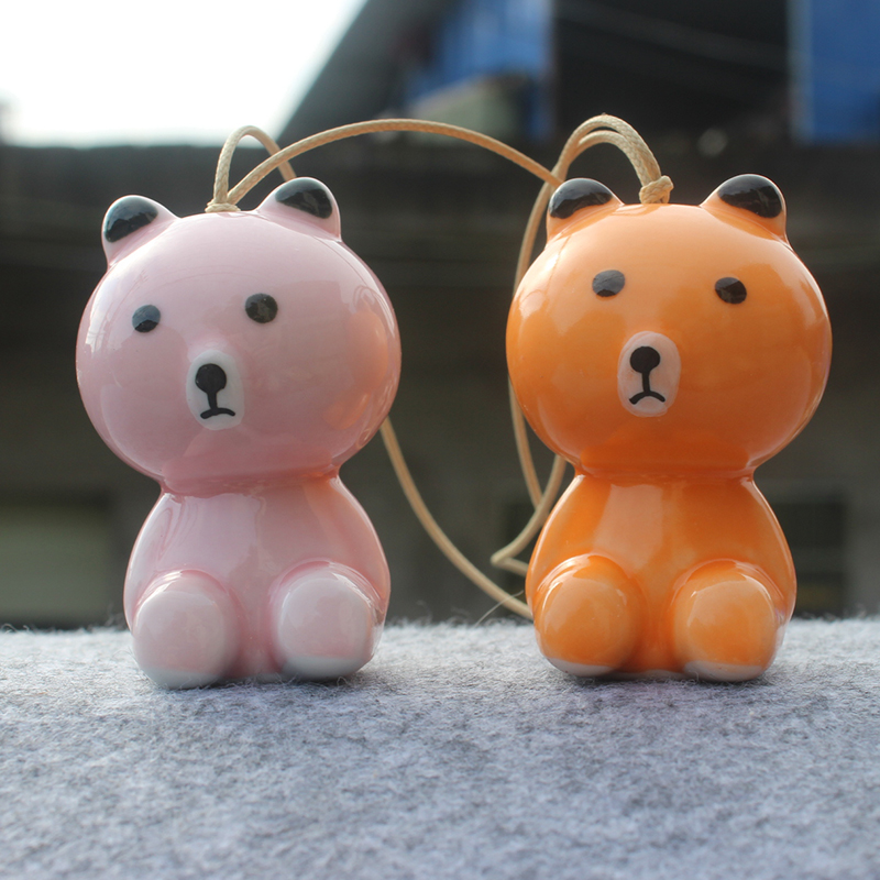 Japanese and Korean ceramic wind chime hanging ornaments CONI rabbit and brown bear couple hipster Moren jewelry birthday gift
