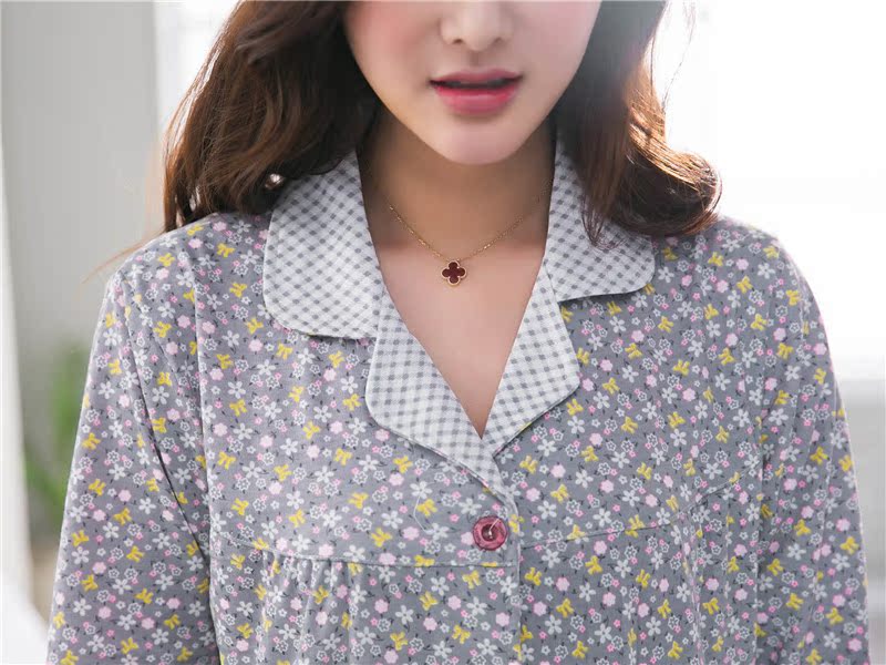 Mẹ và cha cặp vợ chồng mặc đồ ngủ mùa hè trung niên đồ ngủ dài tay bông điều hòa không khí phù hợp với nam giới và phụ nữ nhà dịch vụ đồ bộ ống rộng