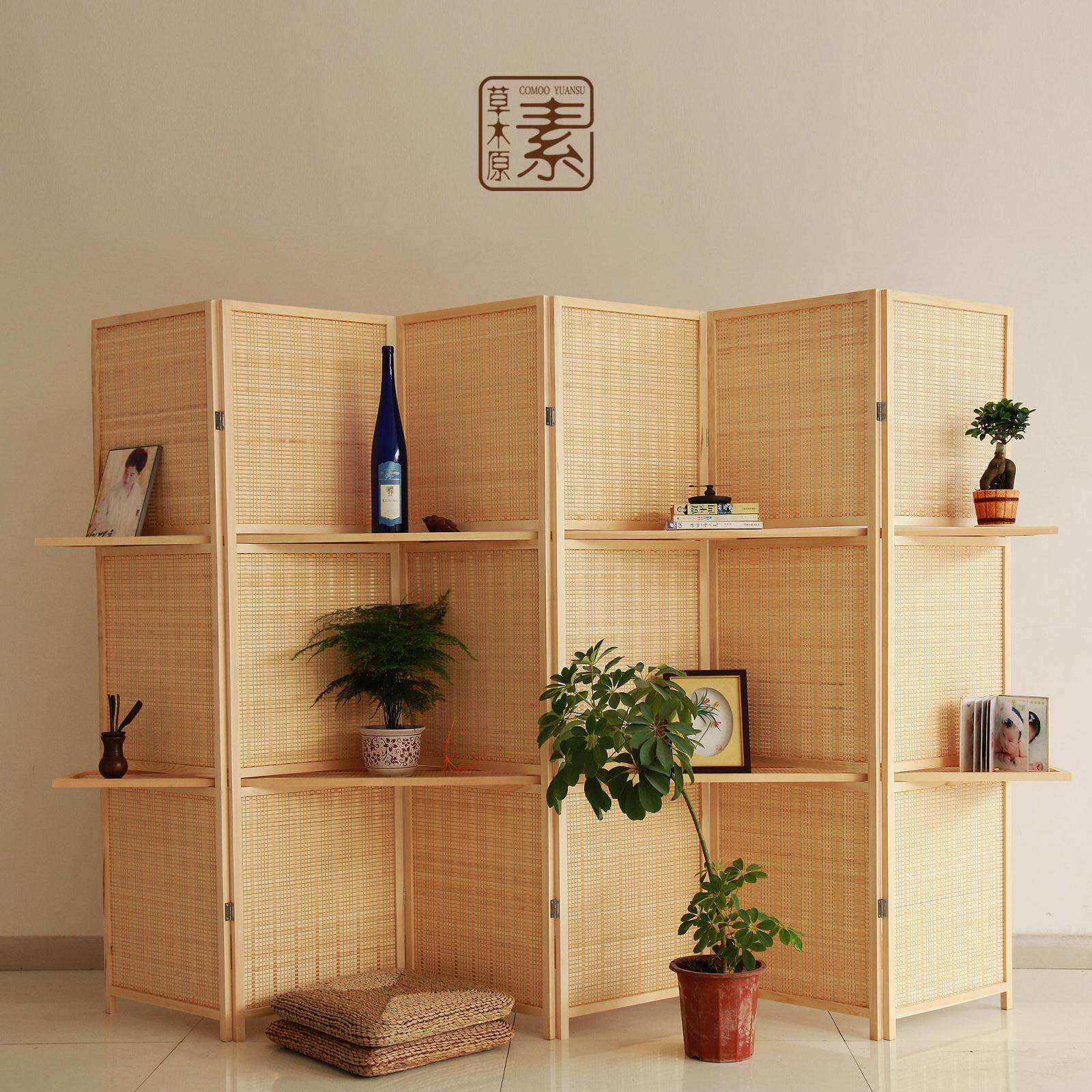 Living room bedroom restaurantModern Chinese-style all-solid wooden screen screen partition bamboo bracket economy movable folding screen hotel