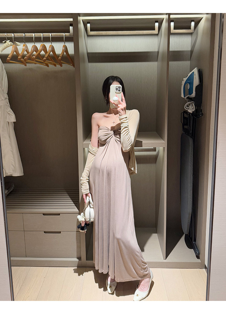 金色的茧 孕期洋气孕妇装新款孕妈连衣裙女夏辣妈法式礼服抹胸裙 — 14
