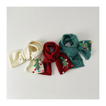 Christmas childrens scarf autumn and winter style for boys and girls red festive atmosphere matching baby scarf fashionable and cute