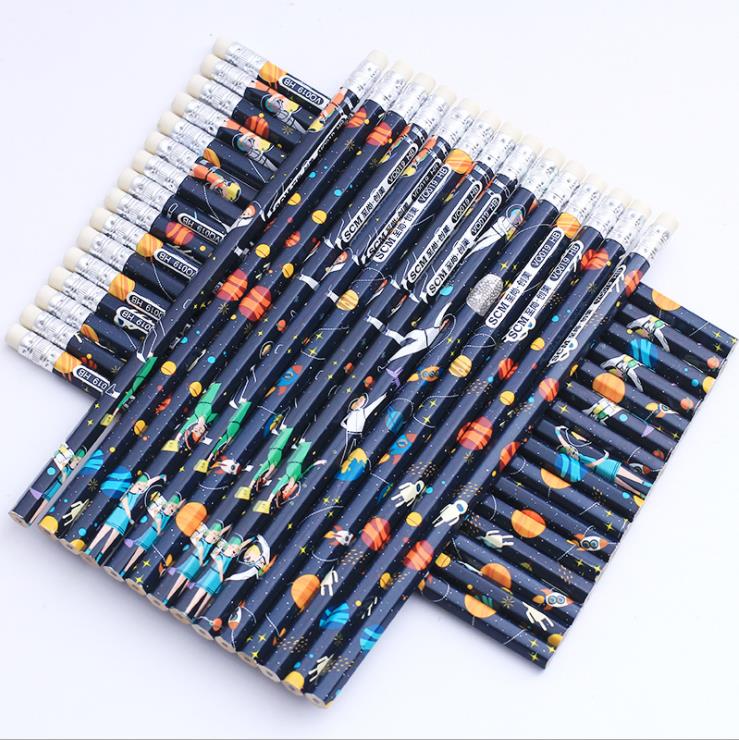 Primary School Children Cartoon Pencil Eraser Hb Non-toxic Children Supplies Kindergarten Hexagon Pens Cute Study Stationery