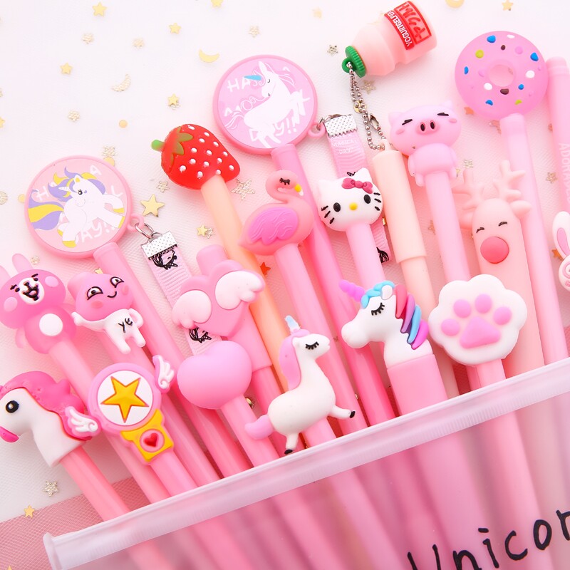 Stationery pen net red black pen student cute cartoon girl heart sex cute shake sound Korean version of high school sound network Water-based plastic pen signature pen needle pen water-based pen ballpoint pen core black high