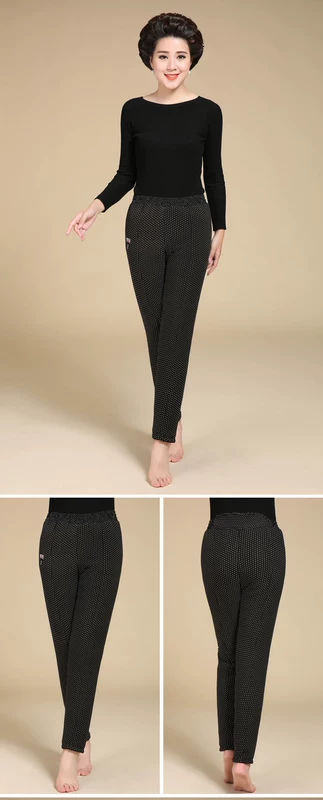 Bà già bông lạc đà tuổi trung niên bà ngoại mùa đông eo cao co giãn dày quần ấm 70-80 tuổi quần cotton nam trung niên
