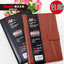 B5 business office thick leather buckle work record book A5 line leather notebook custom student hand account