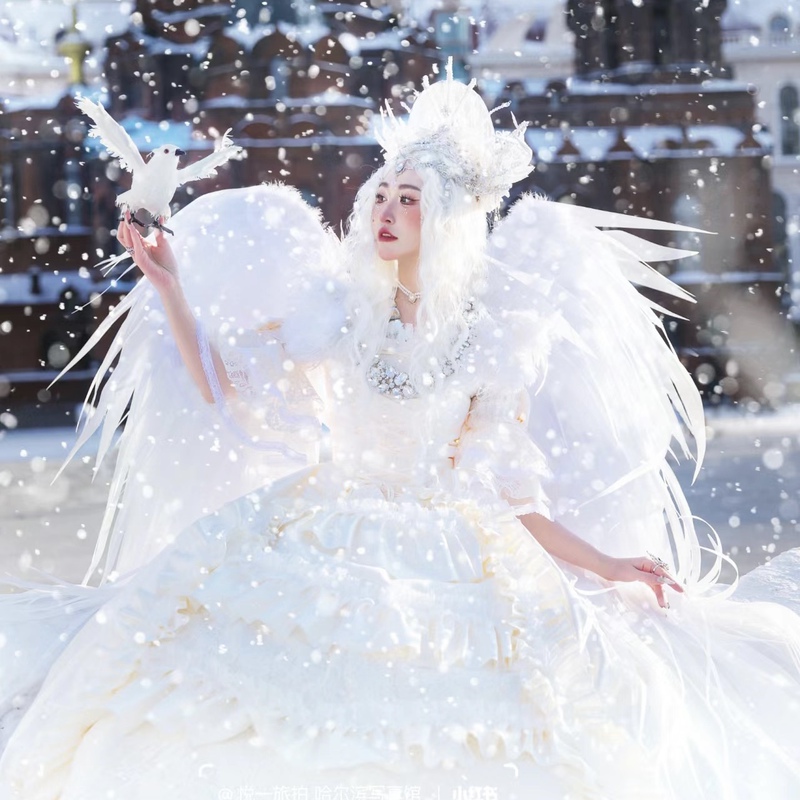 New Russian Princess White Wings Props Heilongjiang Harbin Photography Travel Accessories Angel Scepter