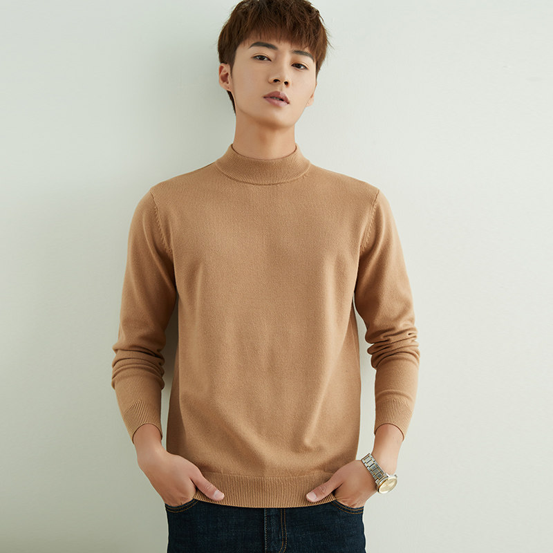 Autumn and winter cashmere sweater men's business youth half turtleneck pullover bottoming shirt thickened warm cashmere sweater men's clothing