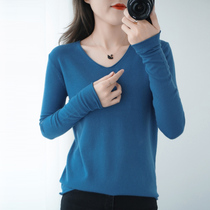 2021 new spring and autumn V-neck sweater women thin wear loose Joker sweater large size bottoming coat