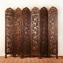 Southeast Asia hand-carved elephant solid wood porch 6-screen Thai-style foyer porch partition folding screen
