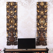 Thailand imported Southeast Asia decorative teak carved board flower rich wood carving pendant TV background wall hanging painting