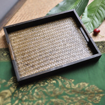 Thailand imported solid wood tray Southeast Asia features handmade bamboo creative retro living room decoration fruit tray tea tray