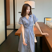  Summer dress small goddess fan French retro waist thin fashion temperament fairy forest dress middle-aged girl