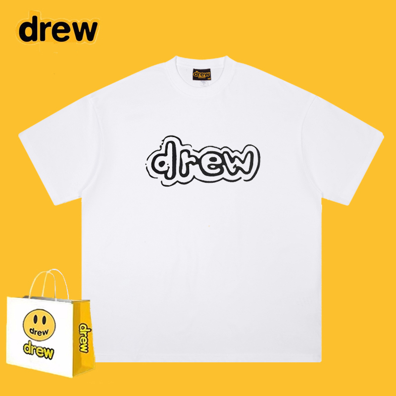 Drewessfodgr Smiley Face Letter Short-Sleeve Unisex Justin Bieber American Style Trendy Brand Fog Loose Pure Cotton T-Shirt