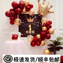 Girl 1st birthday Birthday Decoration Arrangement Princess Poster Custom Baby 100 Days Banquet Korean Style Themed Tennis Red Balloon
