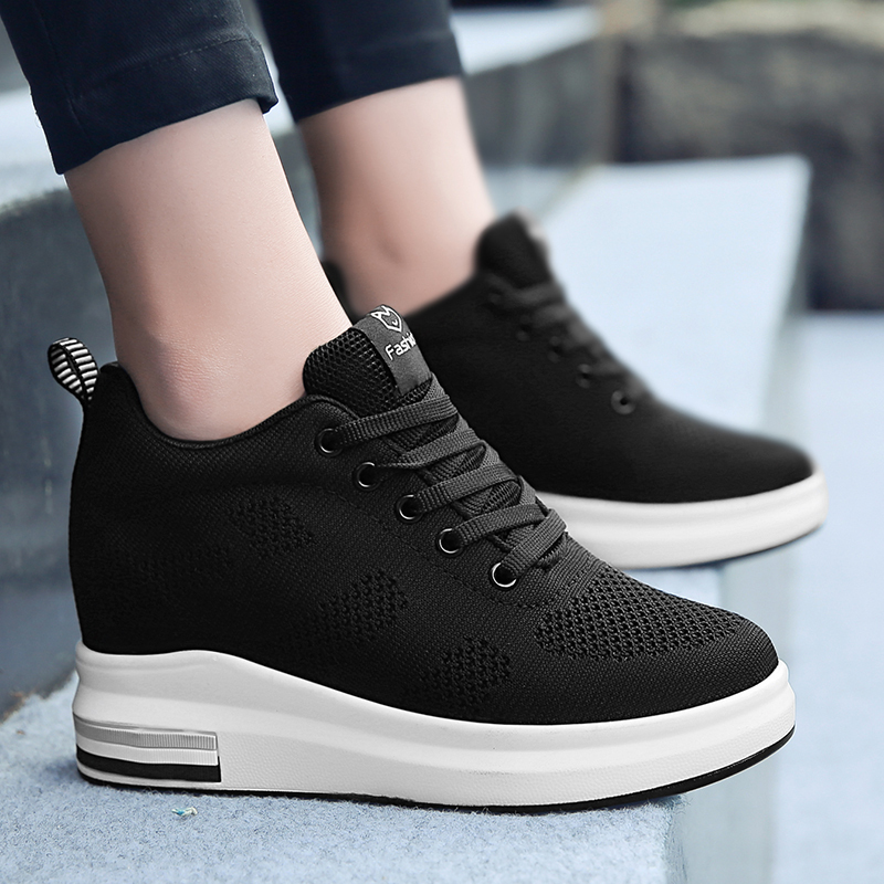 Women's Shoes 2023 Spring and Autumn Models Mesh Breathable Thick-Soled Casual Height-Increasing 8cm Sneakers Single Shoes High Heels Women's Shoes 2023 Spring and Autumn Models Mesh Breathable Thick-Soled Casual Height-Increasing 8cm Sneakers Single Shoes High Heels