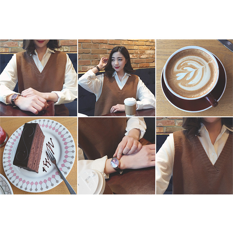 Hàn quốc phiên bản của ulzzang mùa xuân màu rắn hoang dã không tay áo thun áo len vest nữ v-cổ cao đẳng gió áo sơ mi hai mảnh các loại áo len