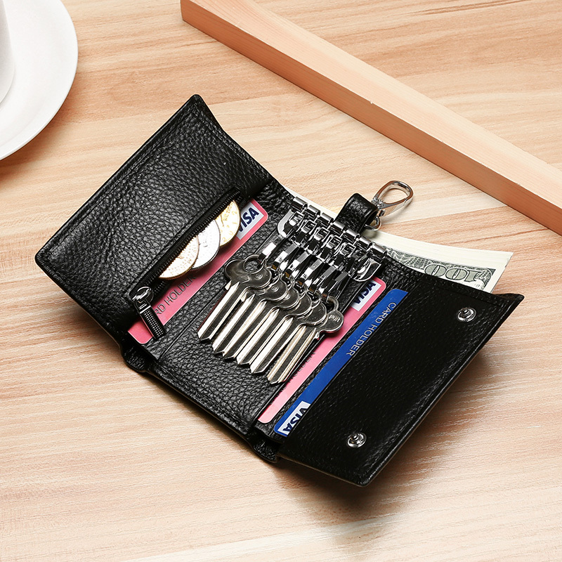 Genuine Leather Key Wallet for Men and Women, Multifunctional 70% off Wallet, First Layer Cowhide Keychain Bag, Fashionable Card Holder with Coin Pocket