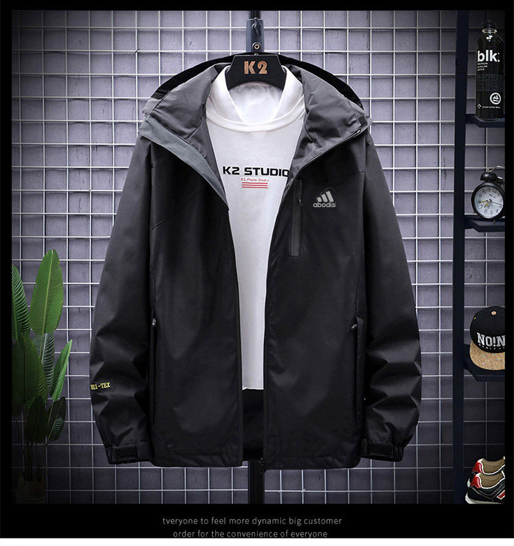 Sports jacket men's winter short plus plush plus thick casual size light and thin men's solid color spring and autumn storm jacket