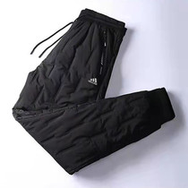 Down cotton pants mens winter wearing thick outdoor sports middle-aged and elderly tie pants cold and warm casual trousers
