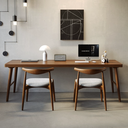 Домашняя двойная твердая древесная компьютерная стола, спальня, простая обучение длинное столовое столовое столовое столовое столовое столовое столовое столовое столовое столовое столовое натяжение