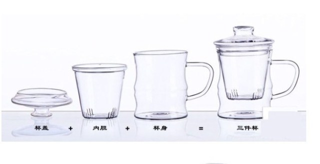 Bộ ly trà thủy tinh chịu nhiệt đặt chén cốc văn phòng cốc hoa ly ba cốc có tách trà bị rò rỉ - Trà sứ bình pha trà giữ nhiệt lock&lock