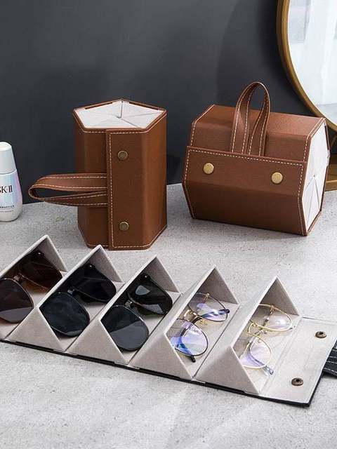 Multi-grid glasses box rack display rack myopia glasses hanger sunglasses leather storage box accessories multi-grid sunglasses box