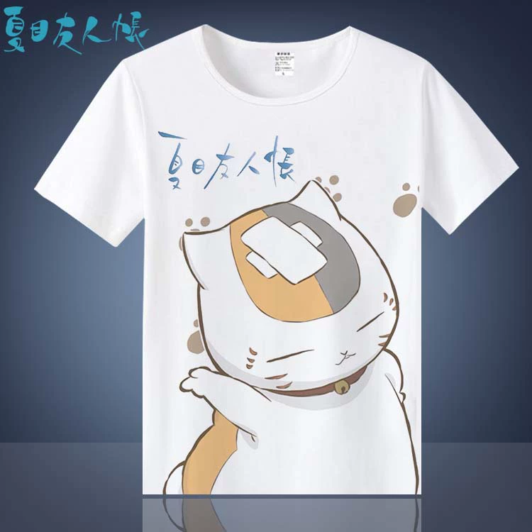 Natsumes Friends Account Account T-shirt Kitty Teacher Kishi Quần áo ngoại vi Anime ngắn tay cho nam và nữ Quần áo mùa hè - Carton / Hoạt hình liên quan