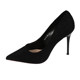 Black high heels women's stiletto heels 2024 new spring and autumn suede versatile shallow mouth single shoes 10CM pointed toe fashionable women's shoes