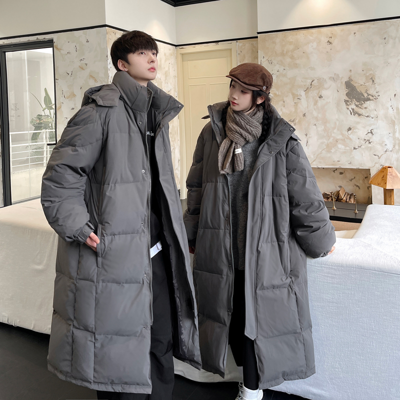 Official Genuine Unisex Style Extra-Long Over-The-Knee down Jacket for Men and Women, Couple's Winter Warm Thickened Loose-Fitting Cold-Proof Clothing