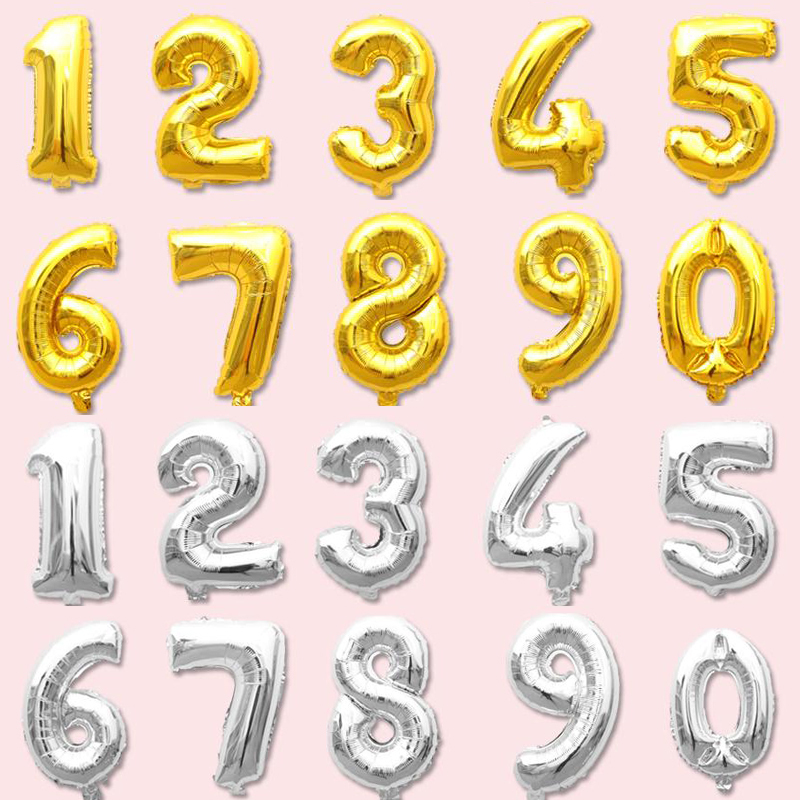 Digital aluminum foil balloon Diy aluminum Film 0-9 gold silver hardcover wedding celebration birthday party supplies decoration