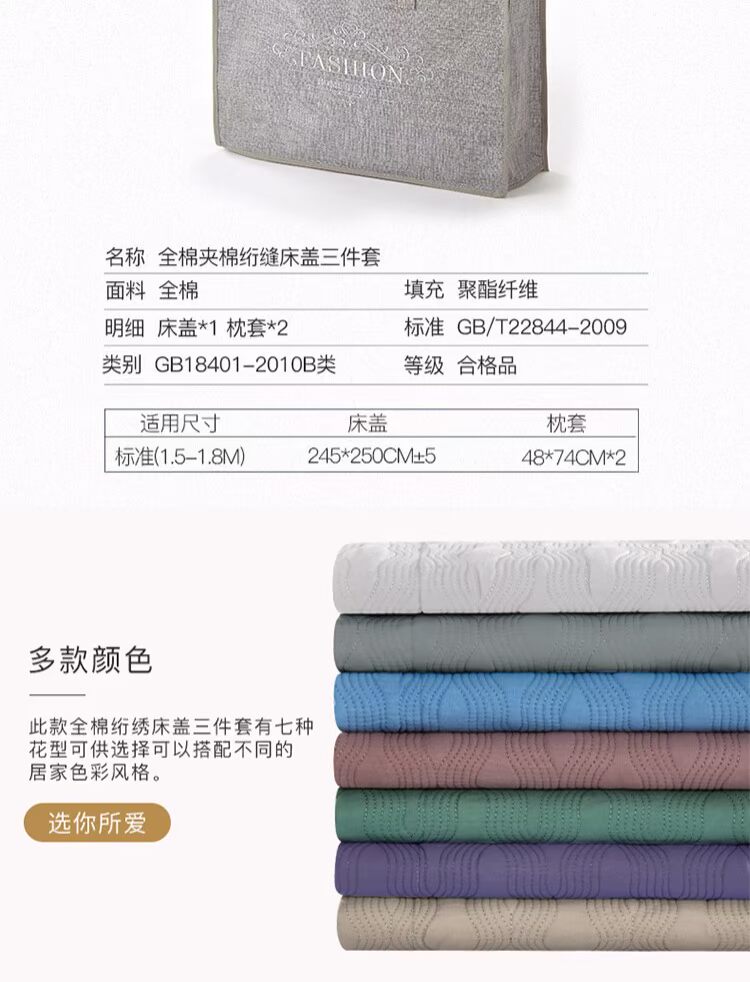 xuất khẩu châu Âu của bông ba mảnh bìa giường quilting bông bông màu rắn của Hàn Quốc tăng gấp đôi vải bông dày - Trải giường ga nệm 1m8