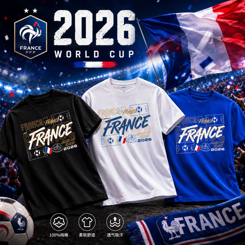 French Team Fan Cheering Shirt 2026 World Cup Short-Sleeved T-Shirt Unisex Pure Cotton Loose Half-Sleeve Top Trendy French Team Fan Cheering Shirt 2026 World Cup Short-Sleeved T-Shirt Unisex Pure Cotton Loose Half-Sleeve Top Trendy