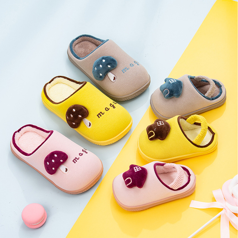 Winter Children's cotton slippers Cute Cartoon Home Indoor Non-slip Waterproof Soft Bottom Warm Home Thick Bottom Boy