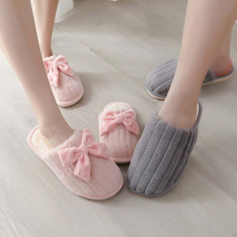 Winter new cotton slippers female cute Korean version thick bottom home indoor parent-child family three non-slip plush cotton slippers