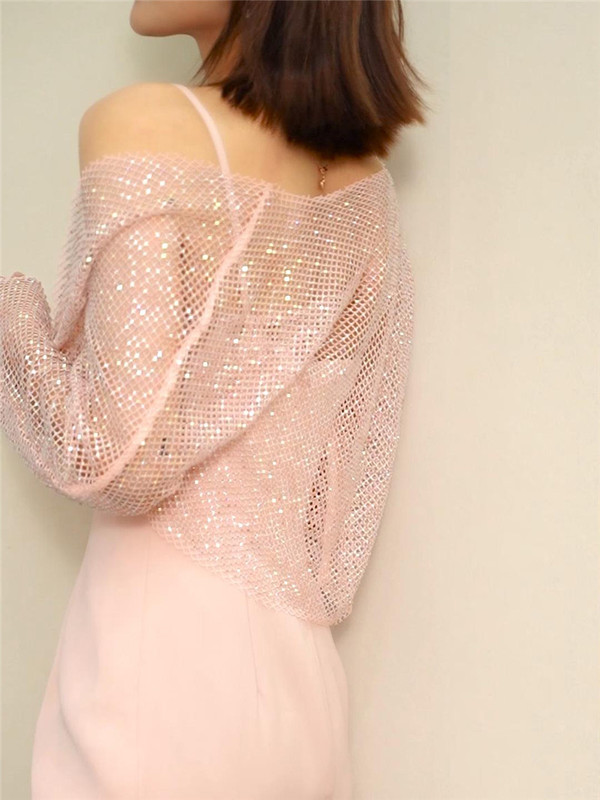 Trendy Rhinestone Crystal Top Shawl Cardigan, Dazzling Bling, Elegant Socialite Style, Light Luxury Full Rhinestone Short Jacket
