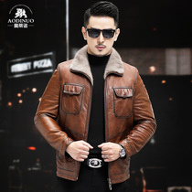 Winter leather male leather sheepskin mink guts mink fur fur blade male mink coat coat