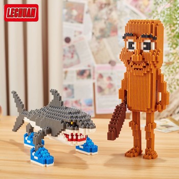 Foreign Ai Shanhaijing Building Blocks Tungtungsahur Stick Figure Assembly Abstract Toy Shark