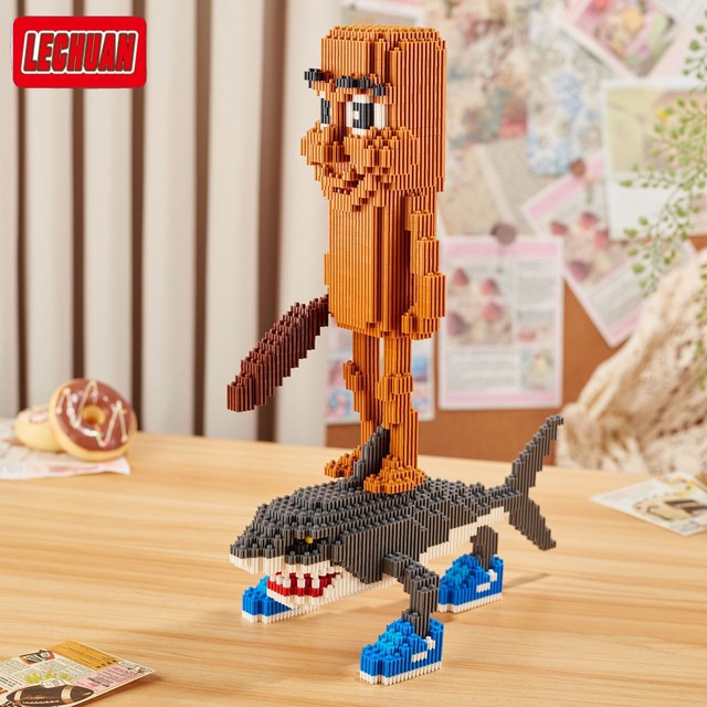 Foreign AI Classic of Mountains and Seas building blocks tungtungsahur wooden stick man Tongtong Tongge assembled abstract toy shark