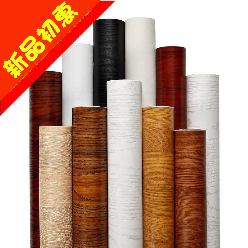 Small female imitation wood grain cupboards wardrobe door stickers Boeing soft-sheet rental reins Ins furniture renovated waterproof wallpaper