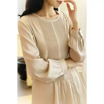 Malcenl klon pleated G quality craft lace silk stretch double Joe mulberry silk shirt Women
