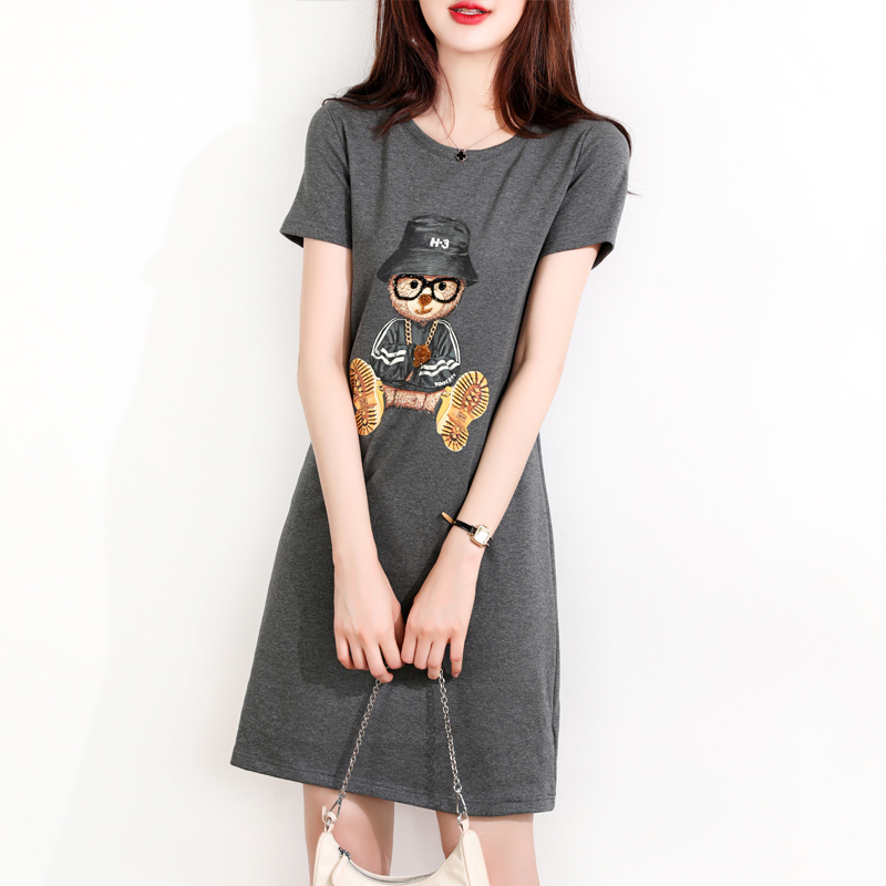 Malcenl klon2020 new bear cartoon knitted skirt Korean version loose all-match retro Hong Kong style dress