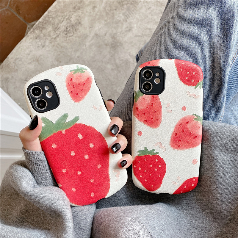 Little fresher strawberries apply 12Pro Max Apple 11 mobile phone protective shell female x xr xs mesh red iphone13promax new 8plus full bag anti-fall